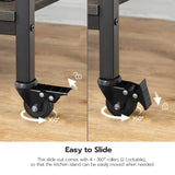 HOOBRO Kitchen Island with Storage,Industrial Kitchen Island on Wheels and Side Enclosures, 3 Tier Kitchen Cart with Large Workstation, Stable, Easy Assembly, Charcoal Gray and Black BC03ZD01 HOOBRO