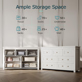 Dresser for Bedroom with 7 Drawers, Farmhouse Wood Chest of Drawers, Wide TV Stand Closet Storage Furniture with Metal Handle, Modern Clothes Organizer for Hallway, Living Room, Entryway, White Xixini