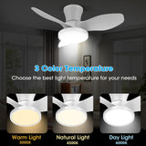 ocioc Quiet Ceiling Fan with LED Light DC motor 32 inch Large Air Volume Remote Control White for Kitchen Bedroom Dining room Patio ocioc