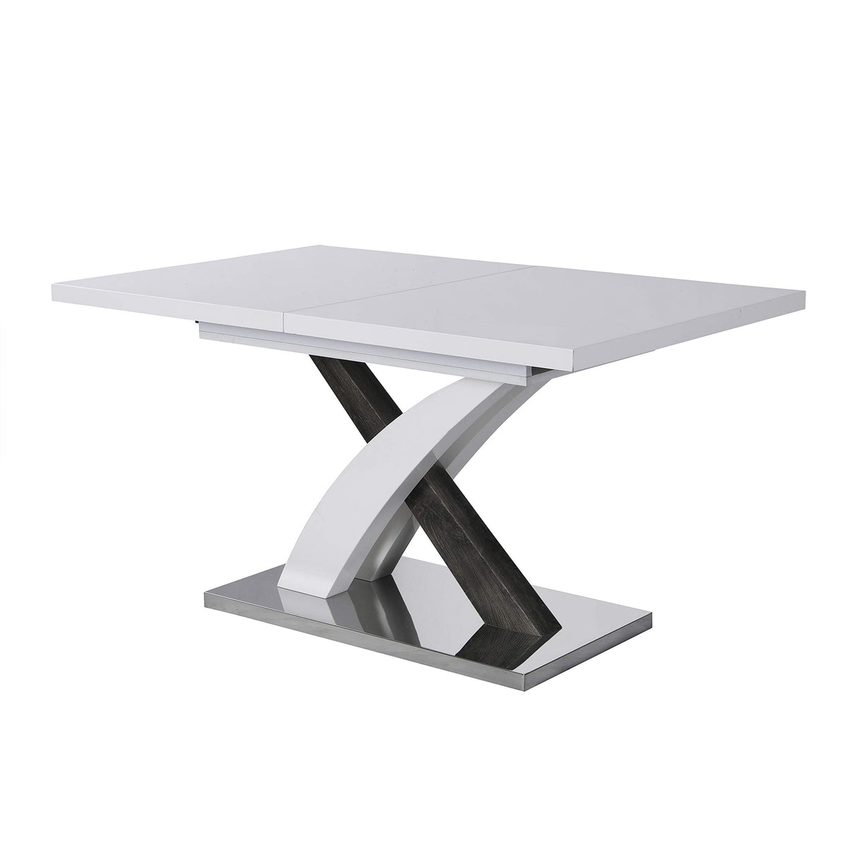 Cherry Tree Furniture High Gloss White Extendable Dining Table 6 to 8-Seater with Stainless Steel Base Cherry Tree Furniture