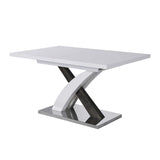 Cherry Tree Furniture High Gloss White Extendable Dining Table 6 to 8-Seater with Stainless Steel Base Cherry Tree Furniture