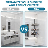 YeYeBest Rustproof Shower Corner Caddy for Bathroom, 4 Adjustable Baskets, 39-125 Inch Corner Shower Organizer with Tension Pole for Shampoo Accessories, Black YeYeBest