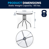 Flash Furniture Nantucket 6-Piece Patio Dining Set with Glass Table, 4 Folding Chairs, and Umbrella, Outdoor Patio Set, Brown Flash Furniture