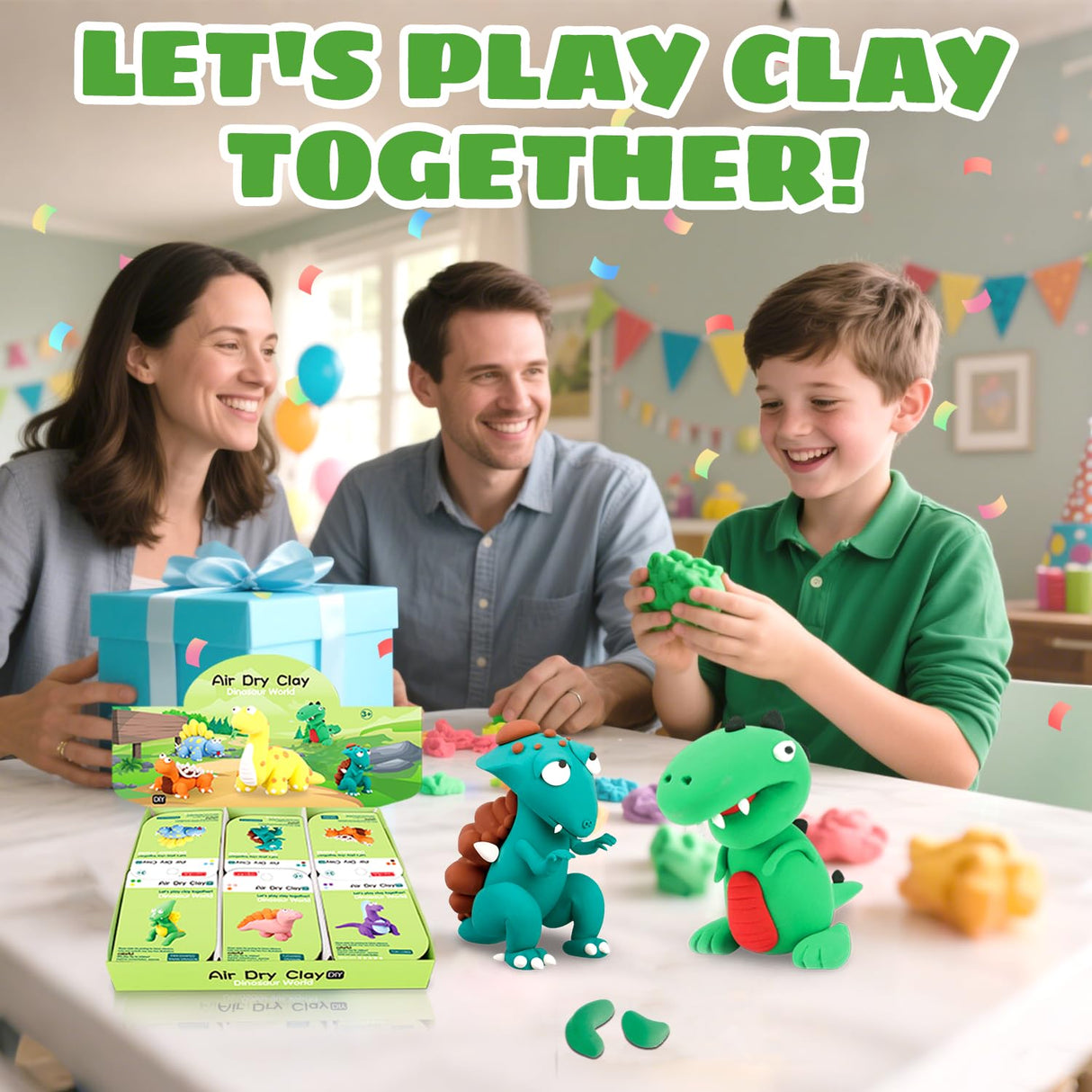 Air Dry Clay Kits: 9 DIY Creature Crafts for Kids 3+ | Child-Safe Modeling with Guides | Creative Gift for Birthdays & Holidays (Dinosaur Clay Kit) LITTCO