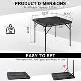 Ktaxon 35" Mahjong Table, Domino Folding Square Tables Set Suitable for Indoor Outdoor Game, Card Poker & Puzzle with 4 Cup Holder and Chip Trays, Adults, Black Ktaxon