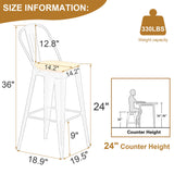 Andeworld Metal Bar Stools Set of 2, 24 inch Counter Height Barstools with Backs Farmhouse Modern High Back Bar Stools with Larger Seat Kitchen Dining Bar Chairs,Matte Black Andeworld