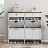 Halitaa Shoe Storage Cabinet with 4 Flip Drawers & 2 Drawers,Shoe Cabinet Storage with Legs for Entryway,Freestanding Shoes Organizer Cabinet,Farmhouse Shoe Rack Cabinet,White Halitaa