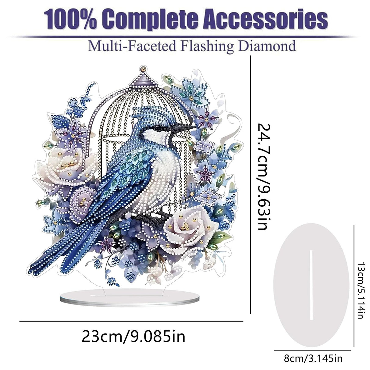 Diamond Painting Kits for Adults Beginners, 5D Full Drill Bird Crystal Art Desktop Ornament, DIY Single Sided Home Office Desk Decor, Creative Craft Gift Set with Tools OFRKE