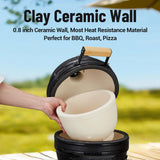 GarveeLife 13-Inch Portable Ceramic Charcoal Grill with Grill Stand, Egg Shaped Ceramic Charcoal Grill w 10.6" Stainless Steel Cooking Grate, Heat Deflectors and Ash Tool for Outdoor Barbecue, Baking GarveeLife