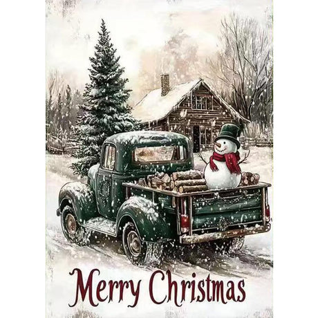 GEMFAMILY Christmas Green Truck Diamond Art Kits for Adults,5D Diamond Painting Kits for Beginner,DIY Full Round Drill Winter Diamond Dot Painting for Home Wall Decor 12x16 Inch GEMFAMILY