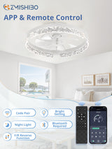 ZMISHIBO Ceiling Fans with Lights and Remote, 18 Inch Flush Mount Fan Light, 6 Speeds, 3CCT, Dimmable, Low Profile Ceiling Fan, Modern Ceiling Fan with Light for Bedroom and Living Room, White ZMISHIBO