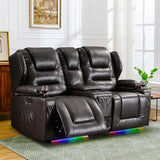 Oprisen 2-Seater Power Loveseat Recliner Electric Reclining Sofa Couch Wall Hugger Recliner Home Theater Seating w/Multi-Function Console/Cup Holders/LED Ambient Light Oprisen
