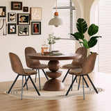 FurnitureR Swivel Dining Chairs Set of 4, Dining Room Chairs Suede Fabric Mid Back Armelss with Padded Rotated Seat Cushion and Metal Legs, Brown FurnitureR