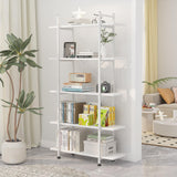 Azheruol 5-Tier Modern White Wooden Bookshelf - Versatile Open Storage Bookcase for Home Office and Study Azheruol
