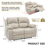 GNMLP2020 Reclining Loveseat Sofa Leather Recliner Couch 2 Seater Sofa for Living Room, Home Theater Seating(Loveseat,Beige) GNMLP2020