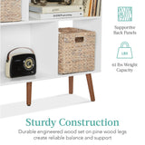 Best Choice Products 3-Tier Mid-Century Modern Wooden Bookcase, 6-Cube Organizer for Nursery, Kids Room, Living Room, w/Removable Back Panels, Pine Legs - White/Brown Best Choice Products