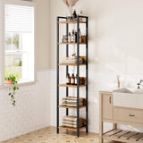 MAHANCRIS Bookshelf, 6-Tier Bookcase, Standing Book Shelf for Small Space, Storage Shelf Organizer, for Living Room, Bedroom, Study, Balcony, Rustic Brown and Black BKHR6601 MAHANCRIS