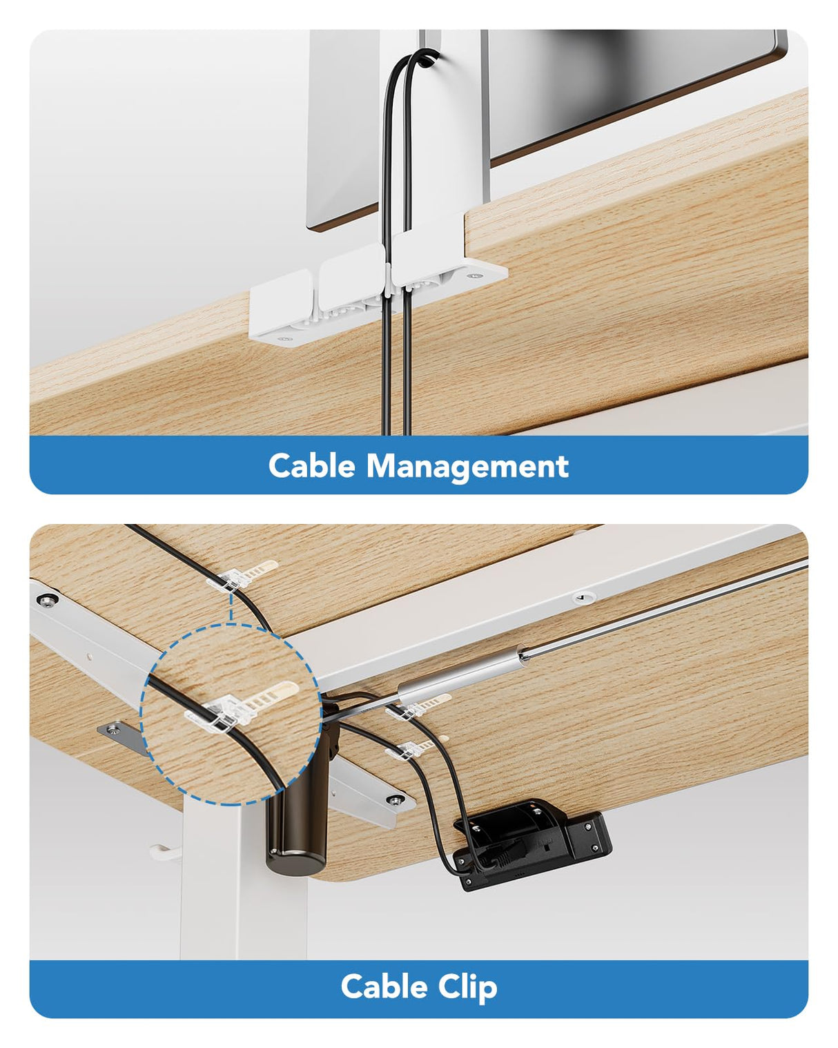 HUANUO 63" x 28" Electric Standing Desk Adjustable Height, 4 Memory Height Settings, Headphone Hook, Cable Manager, Sit Stand Up Desk for Home Office & Computer Workstation, Nature HUANUO