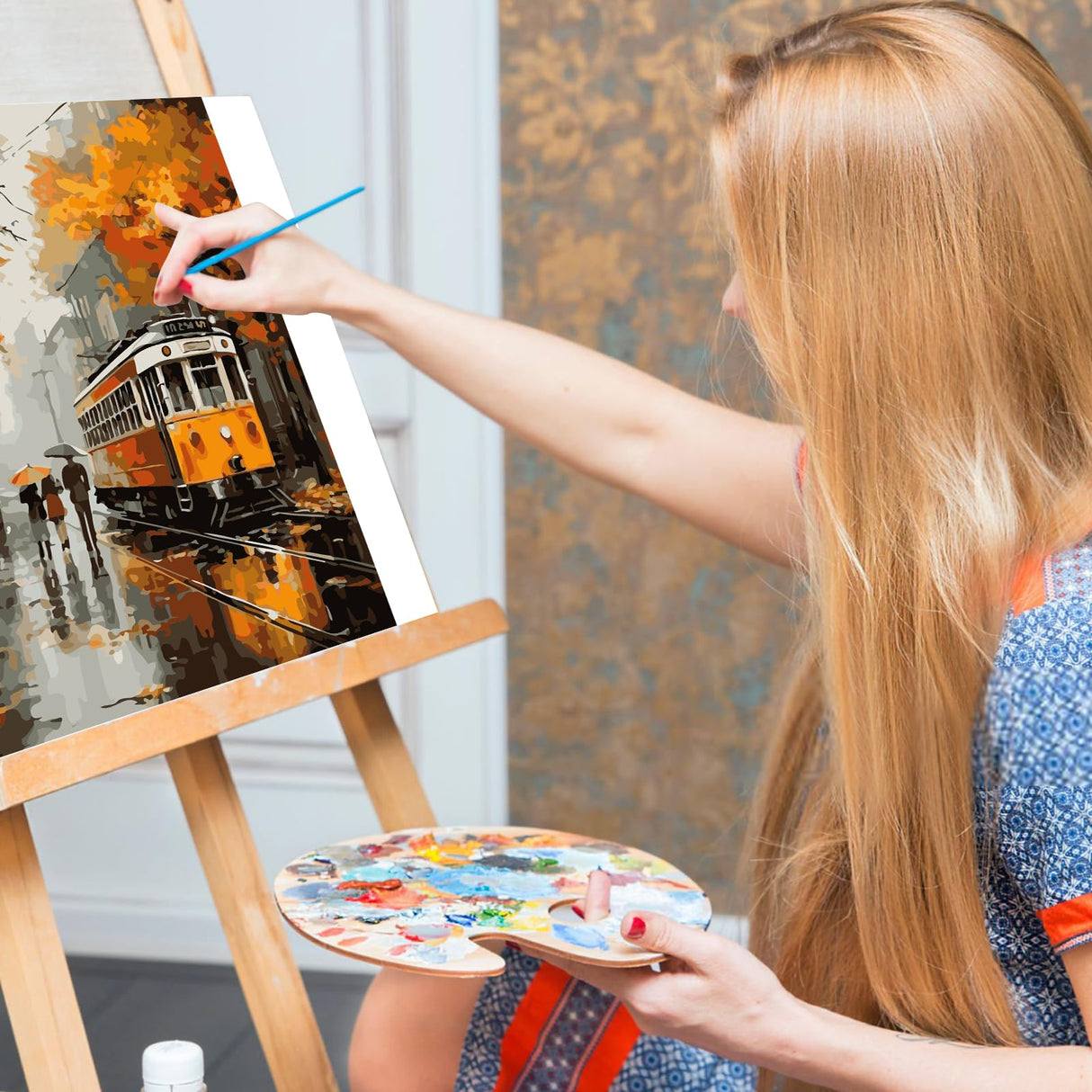 Paint by Numbers Kit for Adults- Fall Maple Tree Adult Paint by Number Kits on Canvas for Beginners, Tramway DIY Acrylic Oil Number Painting Kits for Home Wall Decor Gift 16"x 20" (without Frame) Offito