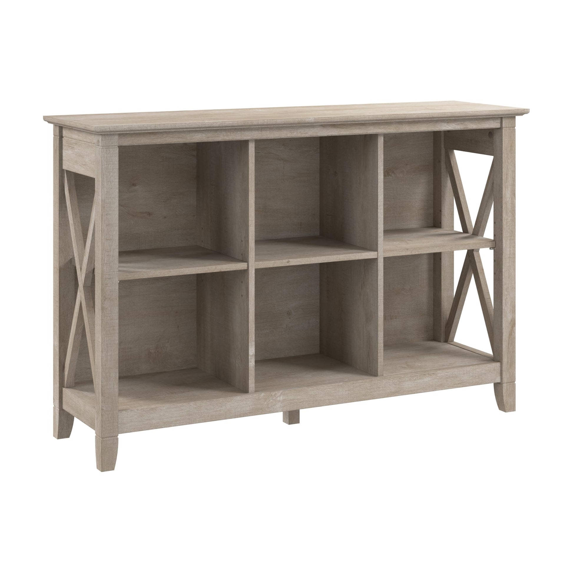 Bush Furniture Key West 6 Cube Bookcase in Washed Gray, Small Organizer for Home Office, Living Room, and Entryway - WoodArtSupply