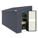 MUPATER 4×10 FT Storage Shed for Outdoor,Lean-to Shed Kit with Thickened Galvanized Steel, Metal Tools Shed with Lockable Door and Air Vents for Patio Garden, Grey MUPATER