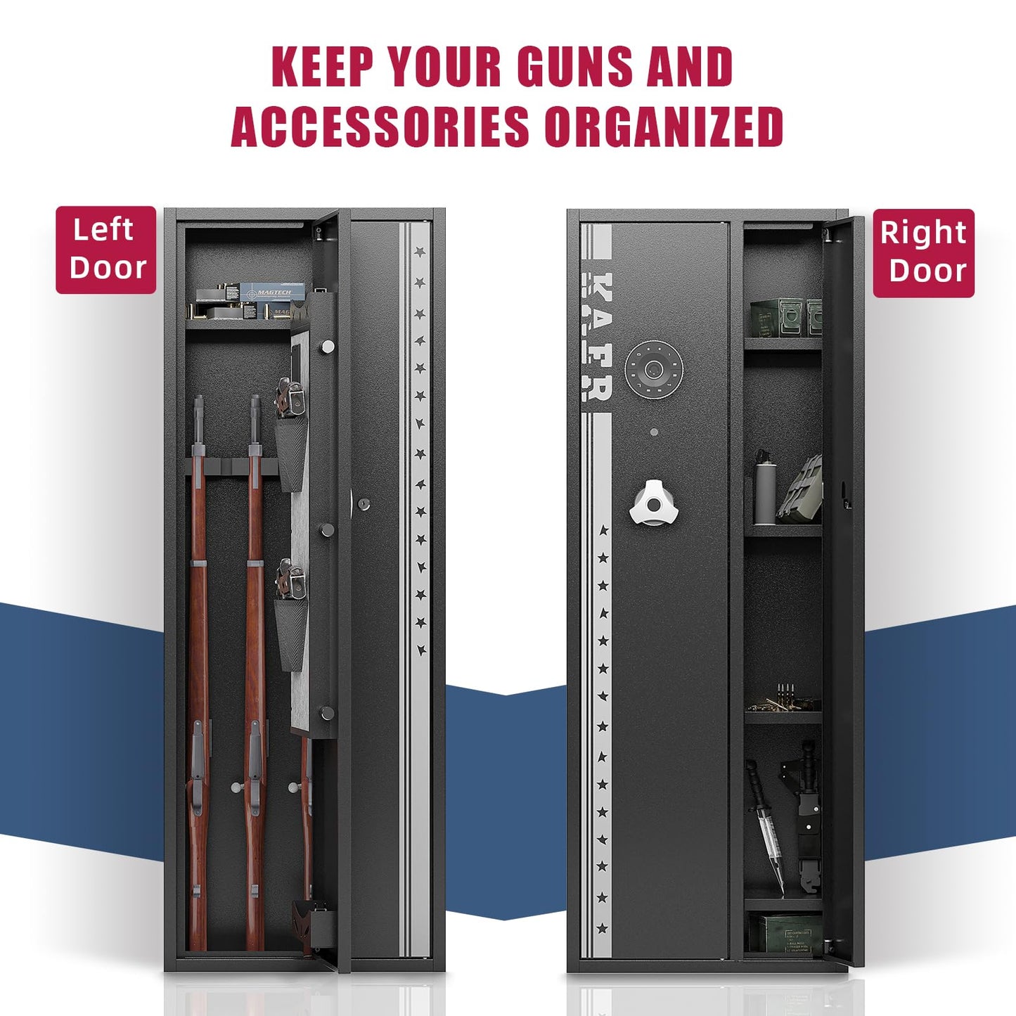 KAER 4-5 Gun Safe, Gun Safe for Rifles and Pistols, Large Gun Safes for Home and Shotgun, Gun Cabinet for Home, Gun Safes & Cabinets, Quick Access Gun Safe, Gun Safe with Removable Shelf and  - WoodArtSupply