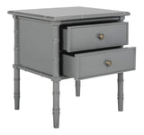 SAFAVIEH Home Mina Modern Coastal 2-Drawer Bamboo Nightstand, 1' x 1', Grey/Gold Safavieh