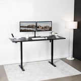 VIVO Electric Height Adjustable 71 x 30 inch Stand Up Desk, Active Workstation with Black Table Top, Black Frame, 2 Button Controller, DESK-KIT-0B7B VIVO