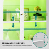 YITAHOME 72" Tall Fluted Bookshelf with LED Lights, White Bookcase with Drawers, Arched Glass Doors, 6-Tier Storage Cabinet Bookcase for Living Room, Office and Study YITAHOME