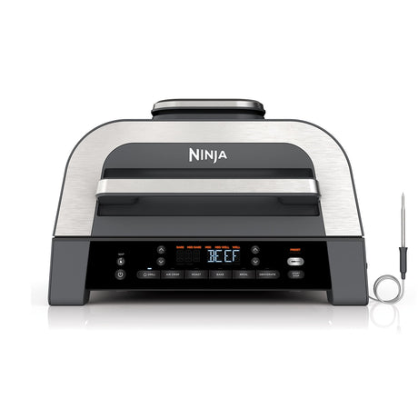 Ninja DG551 Foodi Smart XL 6-in-1 Indoor Grill with Air Fry, Roast, Bake, Broil, & Dehydrate, Foodi Smart Thermometer, 2nd Generation, Black/Silver Ninja