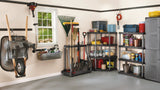 Rubbermaid Garage Tool Tower Rack, Easy to Assemble, Wheeled, Organizes up to 40 Long-Handled Tools/Rakes/ Brooms/Shovles in Home/House/Outdoor/Shed, Black Rubbermaid
