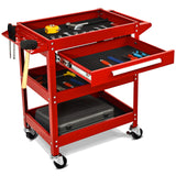 ARNOT 3 Tier Rolling 330 LBS Tool Cart on Wheels for Mechanics, Heavy Duty Tool Cart with Drawers, Perfect for Garage, Warehouse & Repair Shop, Red ARNOT