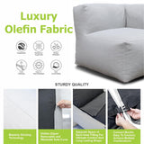 Dineli ANNYH CALALUNA 7Pc Patio Garden Furniture Sectional Conversation Set.Combines 4Middle, 2Corner, 1Ottoman/Coffee Outdoor Exp Foam Filled Chairs. A Unique Modular Contemporary Sofa (Cloud Gray) Dineli