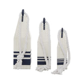 Deco 79 Wood Buoy Handmade Decorative Sculpture Home Decor Statues with Rope Accents, Set of 3 Accent Figurines 17", 15", 12"H, White Deco 79