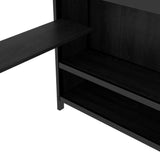 Bellemave Full XL Over Twin Bunk Beds with Folding Desk, Wardrobe and Shoe Rack, Heavy Duty Metal Bunk Bed with RGB LED Light, Ladder and Full-Length Guardrail, Black Bellemave