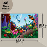 BLUE PANDA 48 Piece Giant Bugs and Insects Jigsaw Puzzle for Kids Ages 3-5 and 4-8, Jumbo Floor Puzzle for Toddler Preschool Learning (2 x 3 Feet) BLUE PANDA