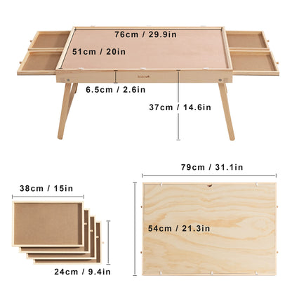 LAVIEVERT Jigsaw Puzzle Table with 4 Drawers & Cover, Wooden Puzzle Board for Adults & Kids, Portable Puzzle Plateau with Folding Legs & Non-Slip Tabletop for Games Up to 1000 Pieces