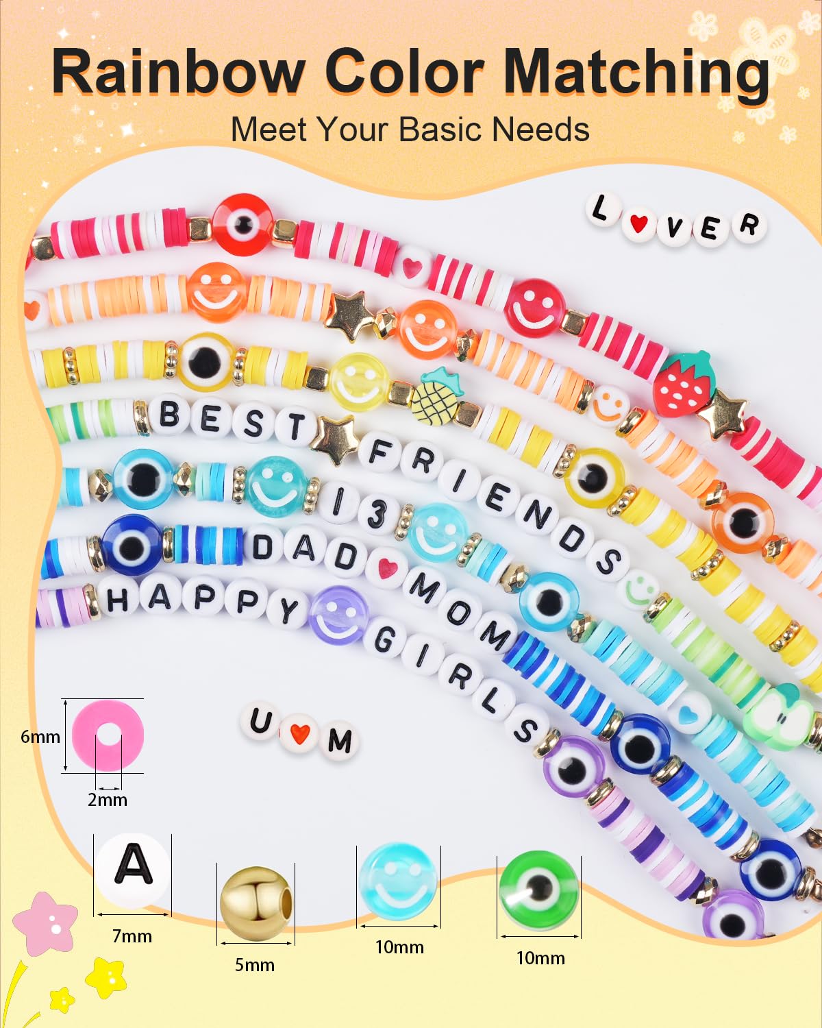 BestNow Clay Beads Bracelet Making Kit 5000 Pcs Friendship Bracelet Kits Flat Beads for Jewelry Making Polymer Heishi Beads Set for Bracelet Necklace DIY Crafts Gift for Girls Ages 6-12 BestNow