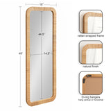Kate and Laurel Rahfy Boho Rectangle Rattan Wall Mirror, 18 x 48, Natural Wood, Decorative Rounded Rectangular Full-Length Mirror with Authentic Rattan Frame for Bedroom Floor Mirror Kate and Laurel