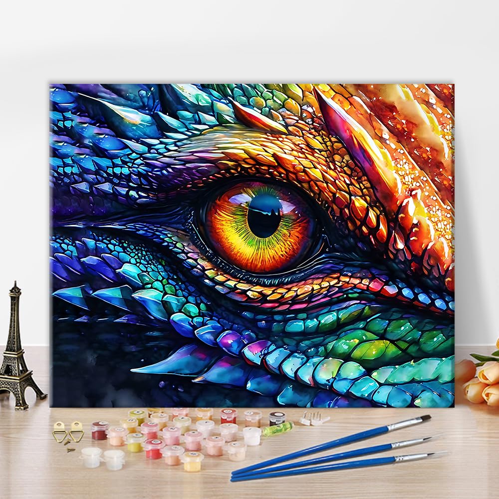 TUMOVO DIY Paint by Number for Adults Dragon Eye and Scales Paint by Numbers Kits for Adults Paintwork with Paintbrushes Color by Numbers Oil Painting Art Crafts 16"x20"(Frameless) TUMOVO
