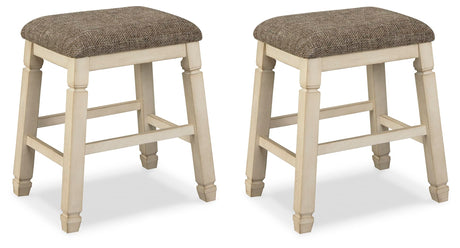 Signature Design by Ashley Bolanburg Farmhouse 24" Counter Height Upholstered Barstool, 2 Count, Whitewash Signature Design by Ashley