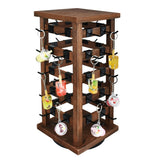 Ikee Design 5 Tiers Easy Assemble Wood Rotating Jewelry Display Tower with 42 Removable Hooks,Spinning Earring Card Storage Display Stand for Store, Showcase, Tradeshow and Home,Brown Color Ikee Design
