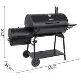 Royal Gourmet CC2036F Barrel Charcoal Grill with Offset Smoker, Outdoor Smoker with 1200 Sq. In. Cooking Area for Outdoor Barbecue Event , Black Royal Gourmet