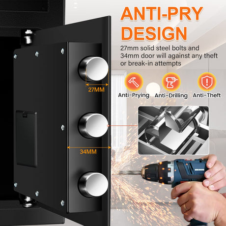 2.8 Cuft Depository Safe with Drop Slot, Anti-Theft Cash Drop Safe with Digital Keypad, Heavy Duty Money Drop Box with LED Display, Drop Safe for Business Mail Church Thmosz