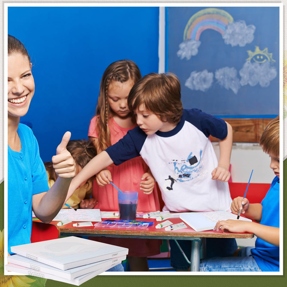 Nezyo 12 Sets Paint by Numbers Kit with Frame for Adult Beginners, DIY Acrylic Paint by Number Canvas for Painting Party, Classroom Activity Birthday Gift, 8 x 8 Inch Nezyo