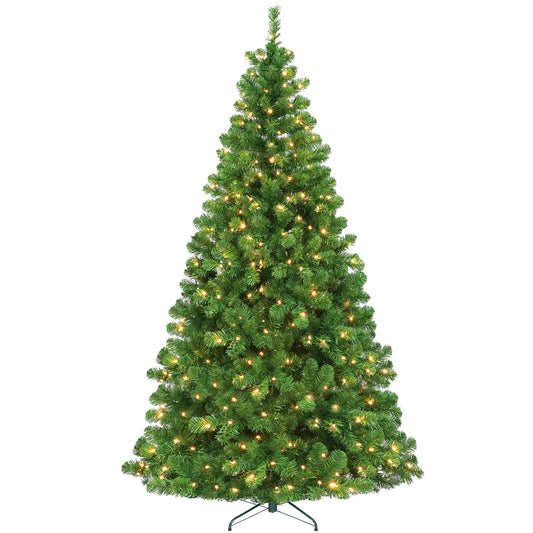 Hykolity 6 ft Prelit Artificial Christmas Tree, 551 PVC Branch Tips, 300 Warm White LED Lights, Easy Assembly with Metal Stand and Hinged Branches