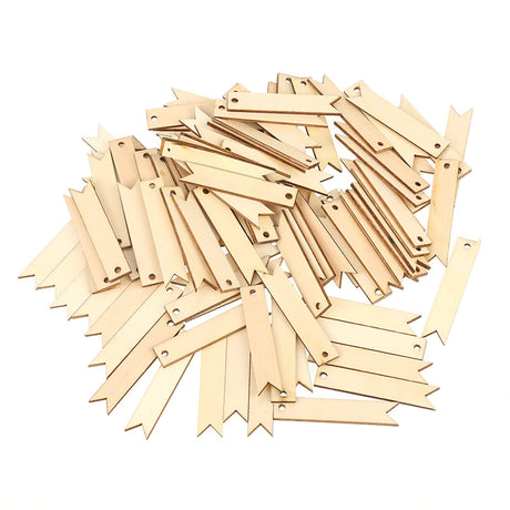 Haosie 100PCS Wooden Tags, Name Tags with Holes, Wooden Gift Tags Nature Color, Unfinished Wood Sign Crafts for DIY Hanging Paintings Wall Wedding Party Room Decoration Haosie