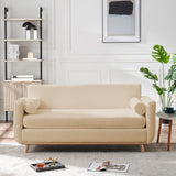 Halitaa 63" Loveseat Sofa, Modern Sherpa Love Seat Small Couch for Living Room Bedroom, 2 Seater Mini Comfy Couch Sofa for Home Office Small Spaces, Beige Halitaa