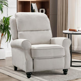 IOMOR Push Back Recliner Chair, Fabric Armchair Overstuffed Pushback Recliner, Heavy Duty Single Sofa Chair with Padded Seat Solid Wood Legs for Living Room (White) IOMOR