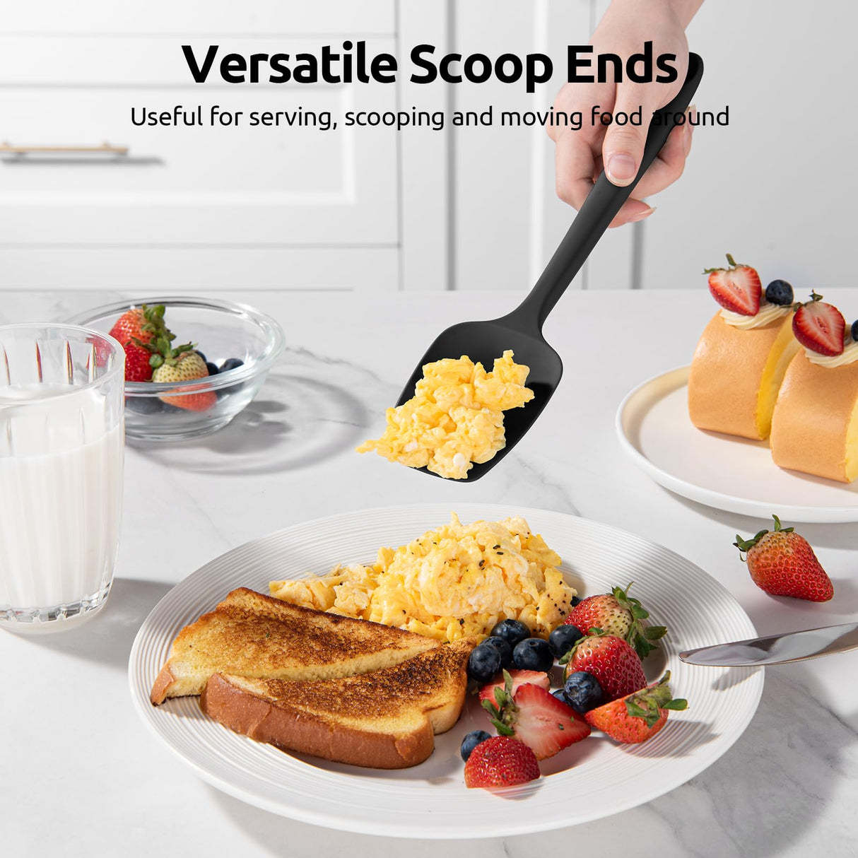 U-Taste Silicone Spatula Set with 600 Degrees Fahrenheit Heat Resistant (Black) U-Taste